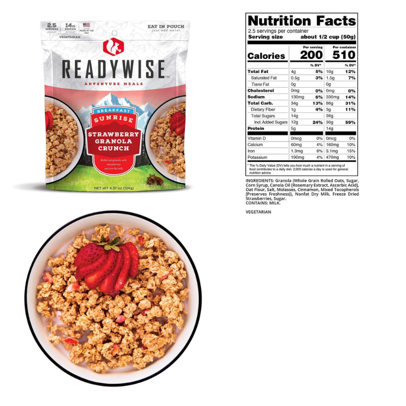 Picture and Nutrition Facts of the Strawberry Granola Crunch pouch
