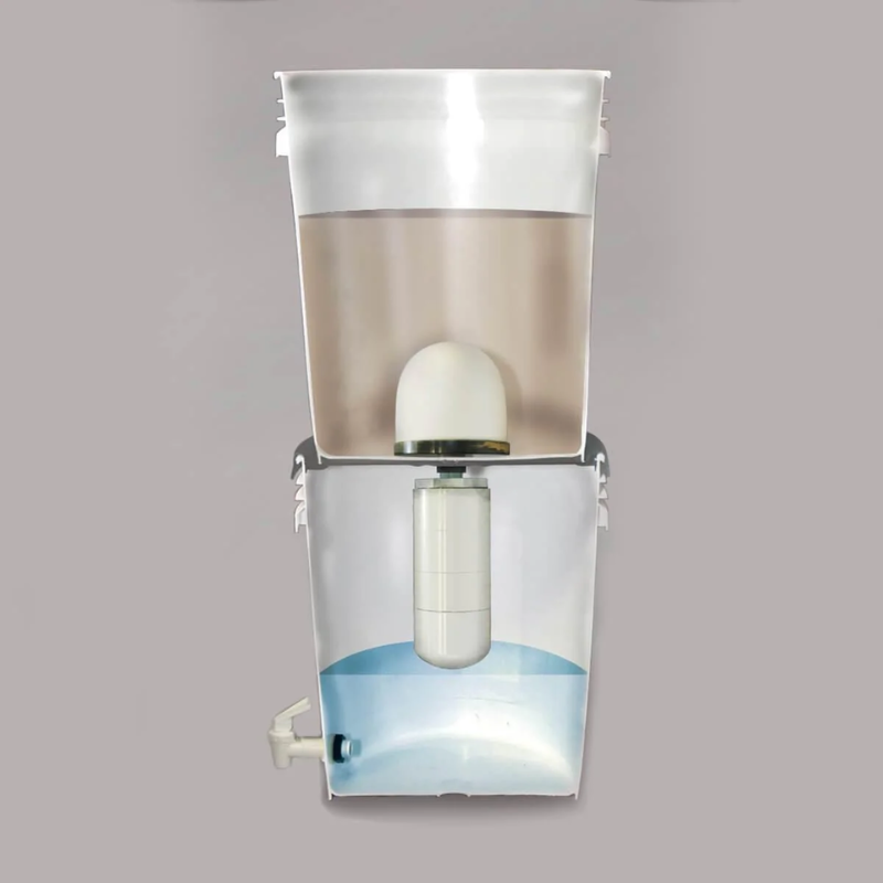 see through version of two Readywise buckets attached for the water filtration system