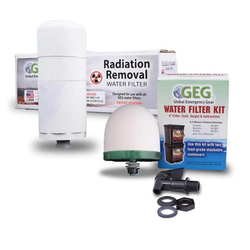 ReadyWise Water Filtration Bundle for Buckets with the products laid out