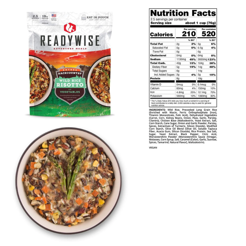 Picture and Nutrition Facts of the Wild Rice Risotto pouch