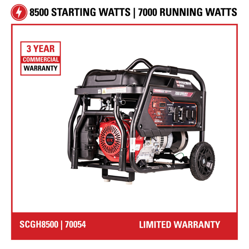 Simpson 7000-Watt Industrial Generator - SCGH8500 Wattage and Warranties