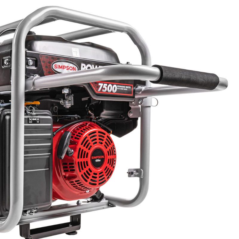 Simpson PowerShot Portable 7500-Watt Generator - SPG7593E view of the engine and the handle