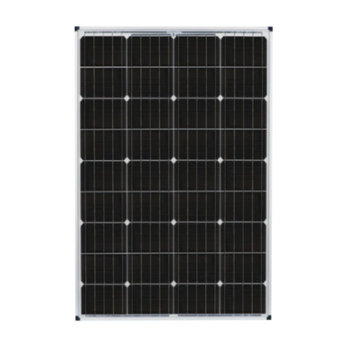 Front view of the zamp solar 115 watt solar panel