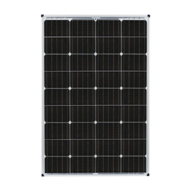 Front view of the zamp solar 115 watt solar panel